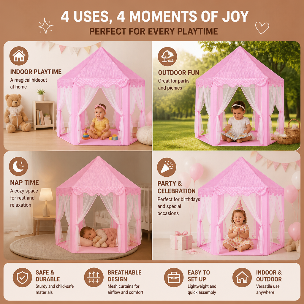 Princess Castle Play Tent for Indoor & Outdoor Fun