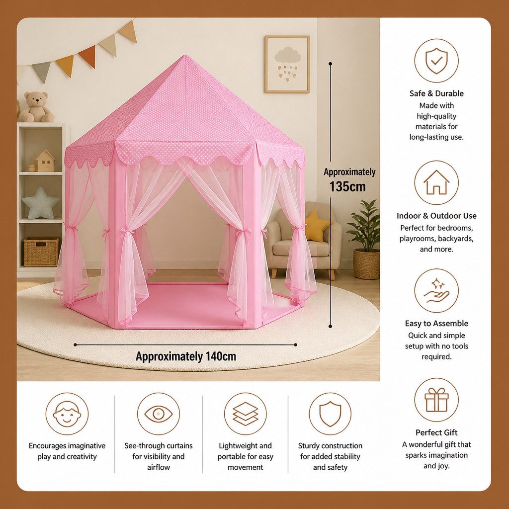 Princess Castle Play Tent for Indoor & Outdoor Fun
