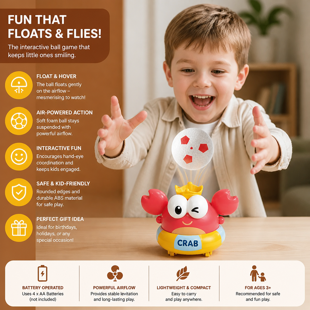 Kids’ Electric Crab Floating Ball Toy