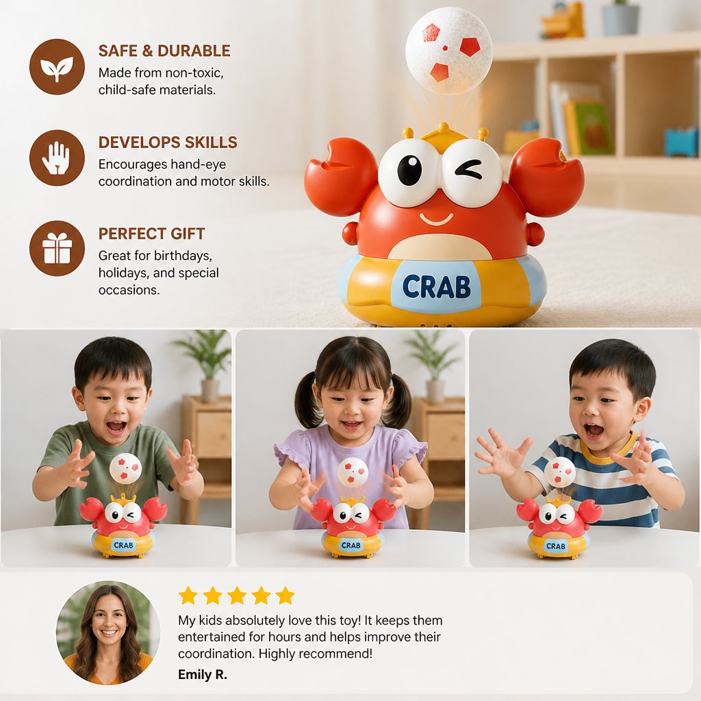 Kids’ Electric Crab Floating Ball Toy