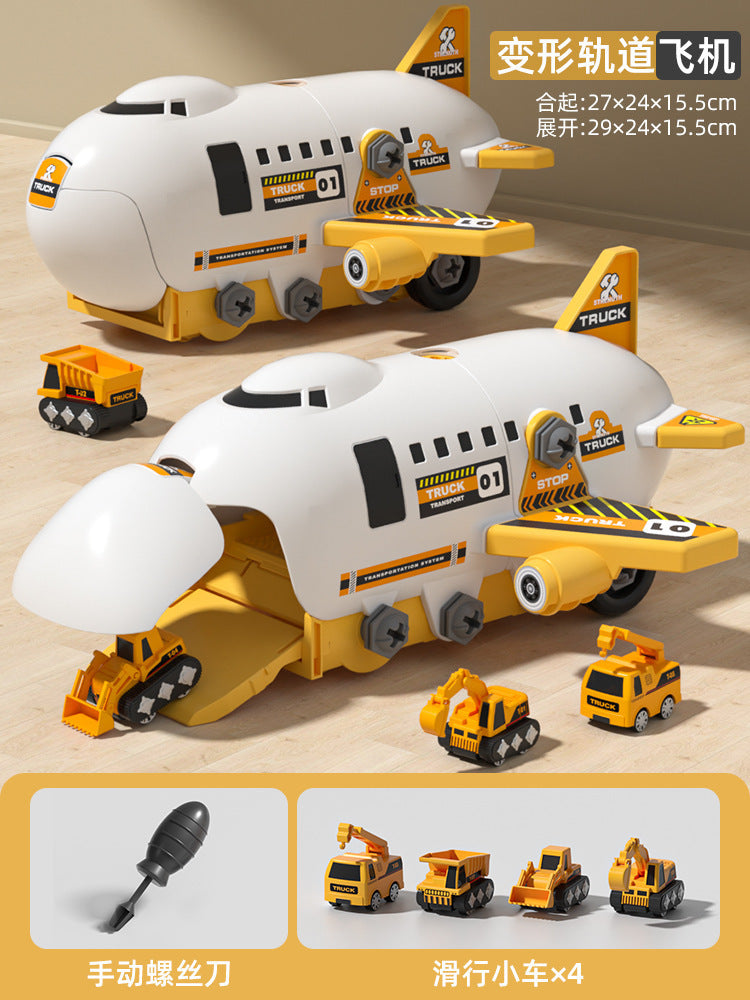 DIY Airplane Transport Truck Playset with Construction Vehicles