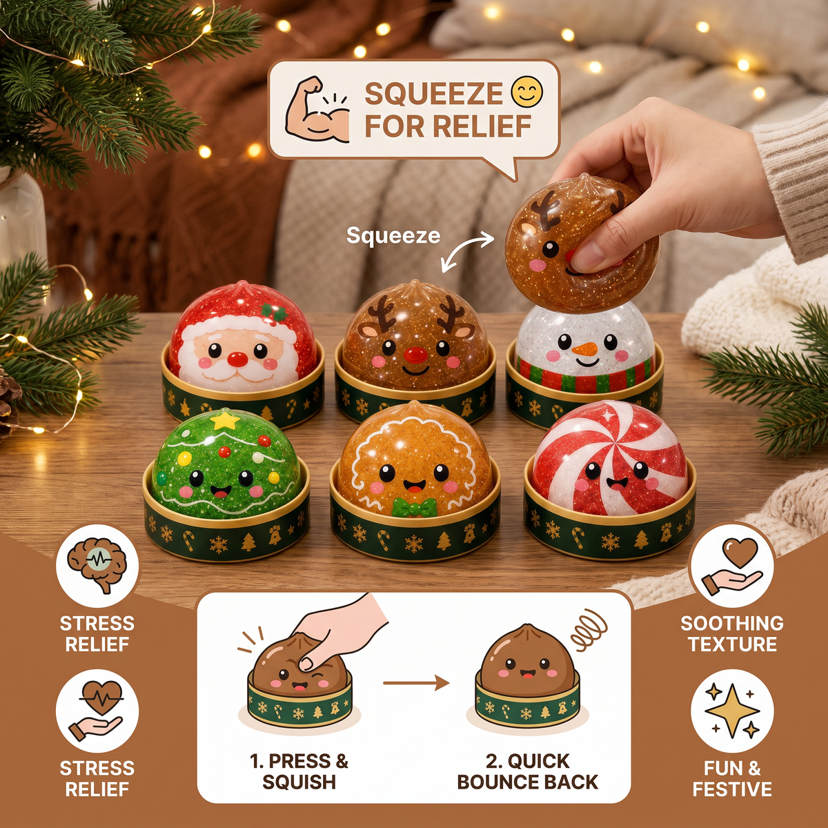 Christmas Dumpling Squishy Stress Relief Toy Set