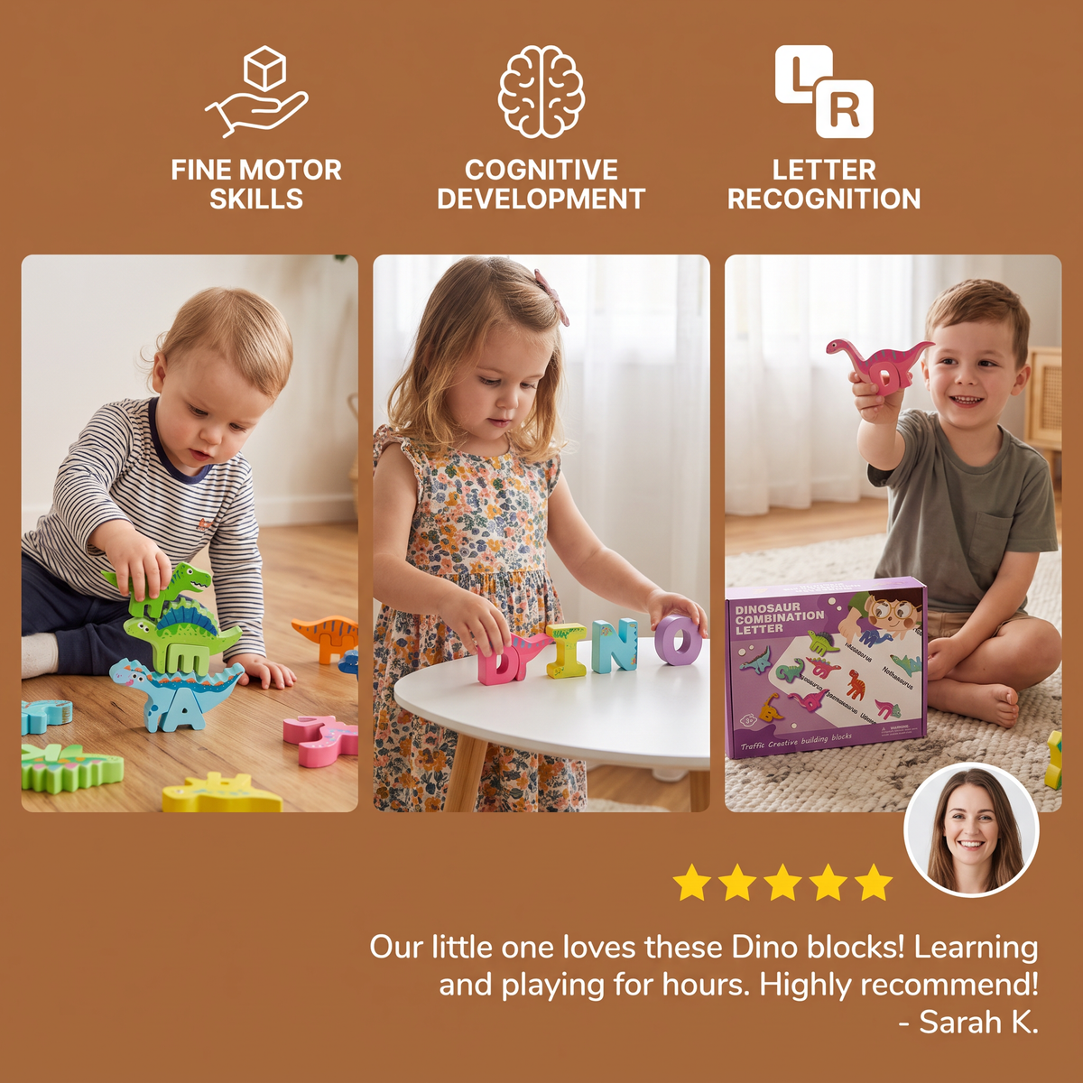 52-teiliges Montessori-3D-Alphabet-Bausteinset