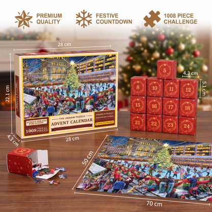 Christmas Jigsaw Puzzle Advent Calendar – 1008-Piece 24-Day Countdown Puzzle Set