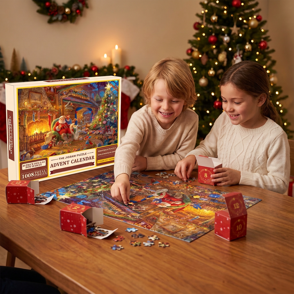 Christmas Jigsaw Puzzle Advent Calendar – 1008-Piece 24-Day Countdown Puzzle Set