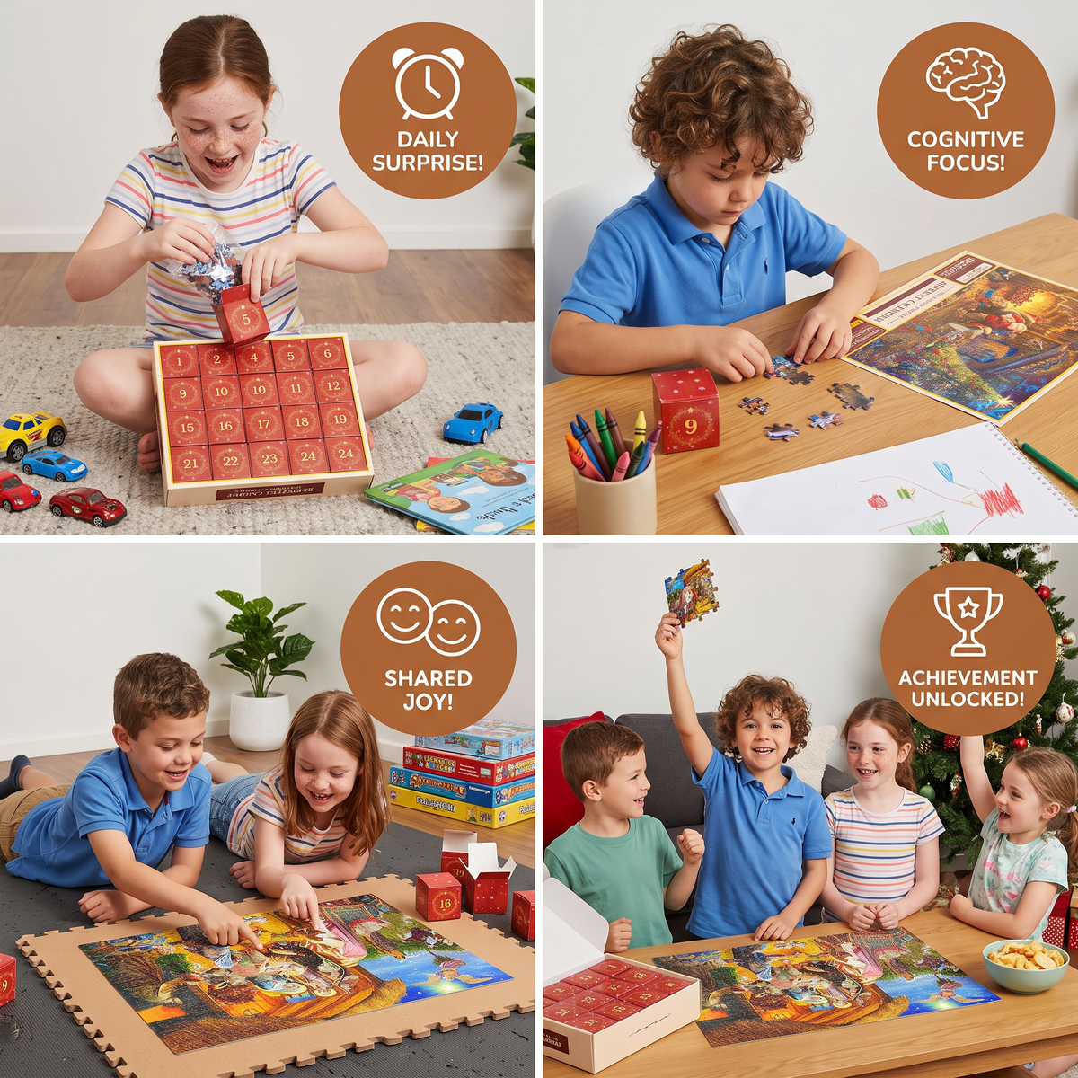 Christmas Jigsaw Puzzle Advent Calendar – 1008-Piece 24-Day Countdown Puzzle Set