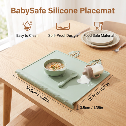 BabySafe Practical & Hygienic Silicone Baby Placemat with Raised Edge