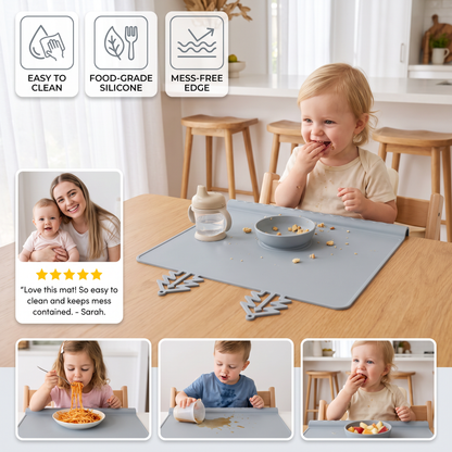 BabySafe Practical & Hygienic Silicone Baby Placemat with Raised Edge