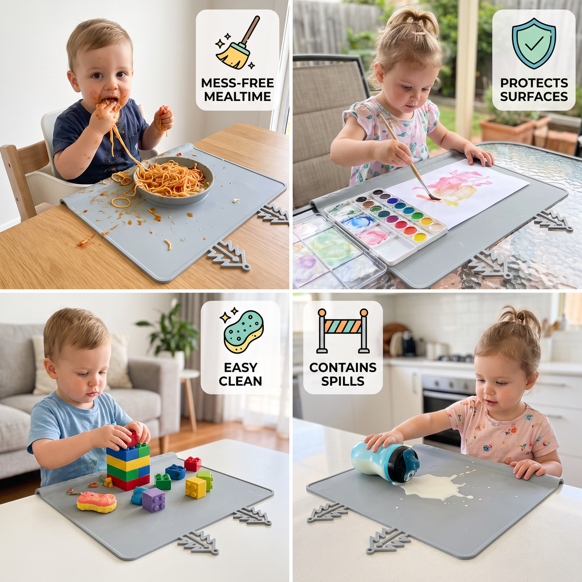 BabySafe Practical & Hygienic Silicone Baby Placemat with Raised Edge