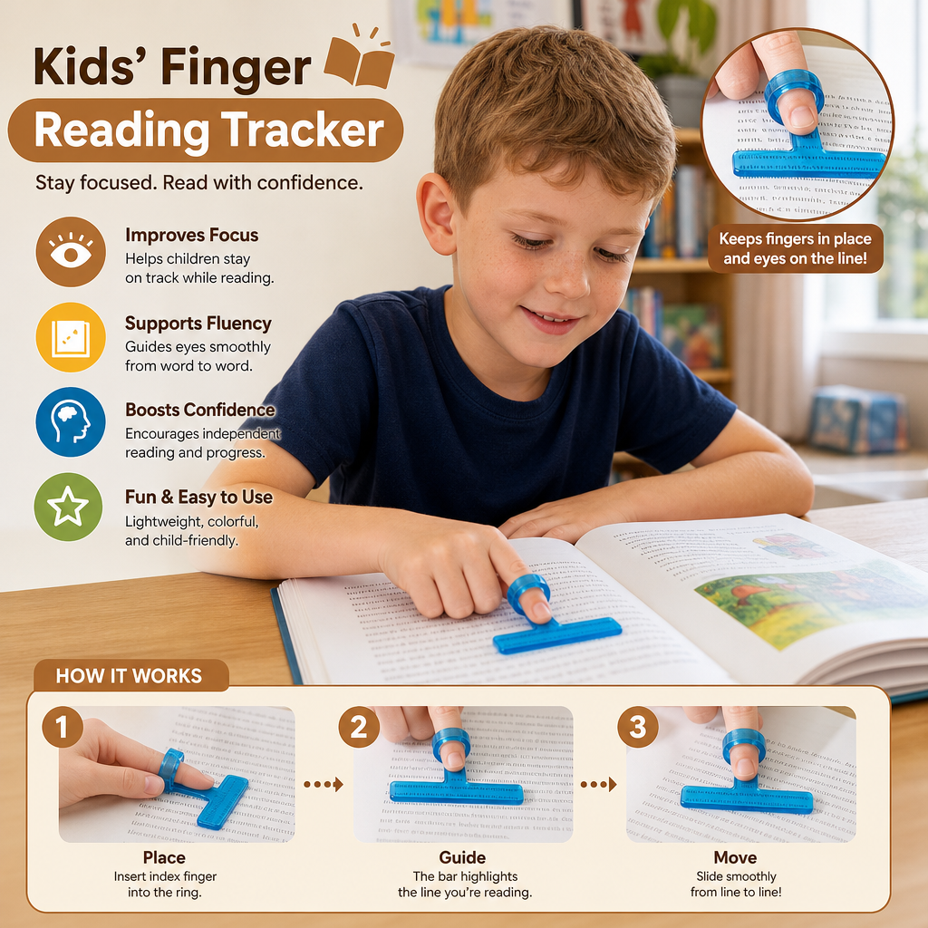Kids’ Finger Reading Tracker – Translucent Reading Guide
