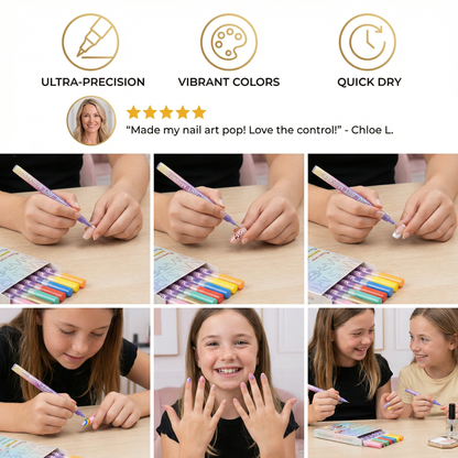 Nail Art Marker Set with Precision Tip – Acrylic Pens for Detailed Nail Designs