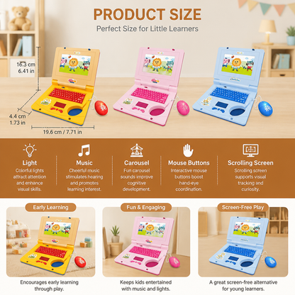 Kids’ Interactive Laptop with Lights, Music & Scrolling Screen