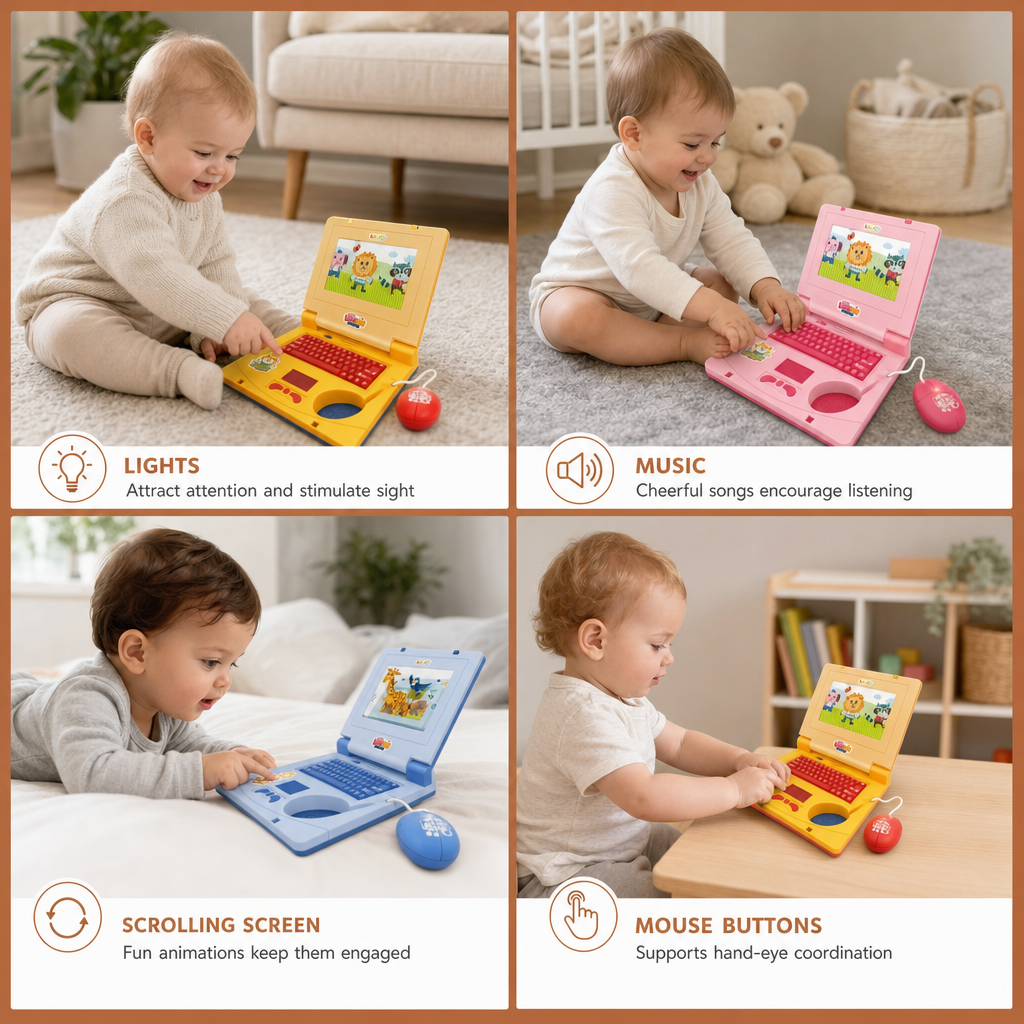 Kids’ Interactive Laptop with Lights, Music & Scrolling Screen