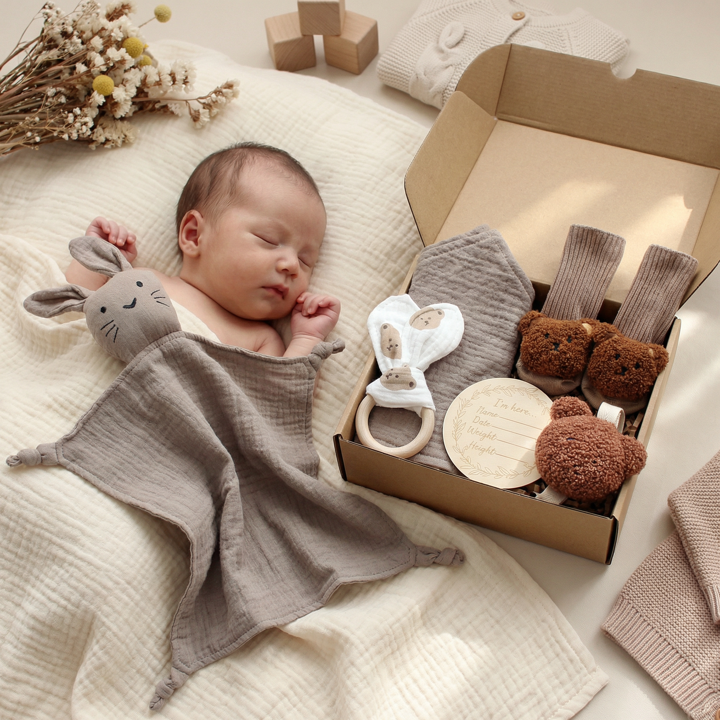 6-Piece Newborn Gift Box Set – Baby Essentials Starter Kit