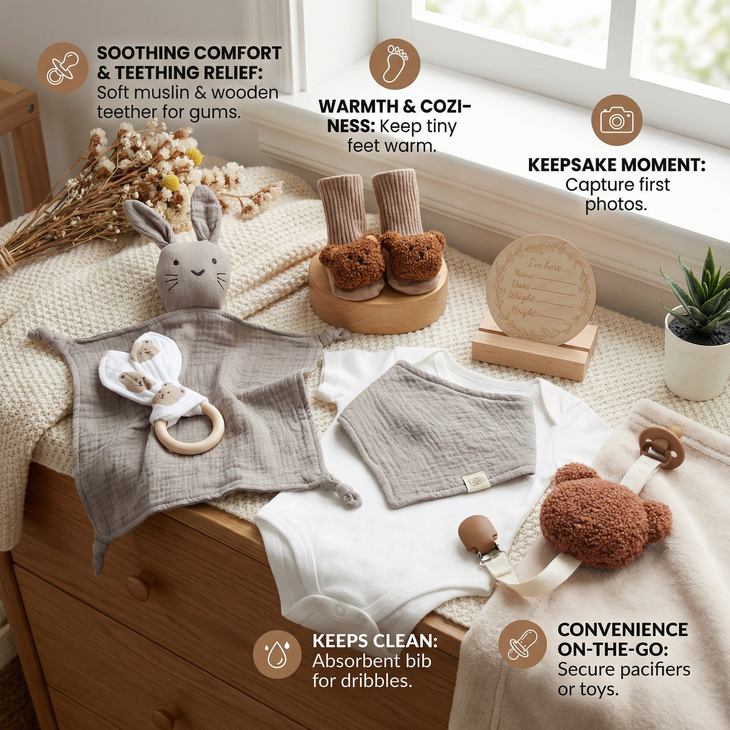 6-Piece Newborn Gift Box Set – Baby Essentials Starter Kit