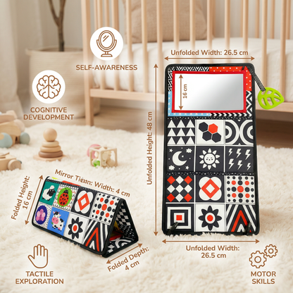 Interactive Baby Mirror Book – Foldable & Washable Soft Cloth Toy