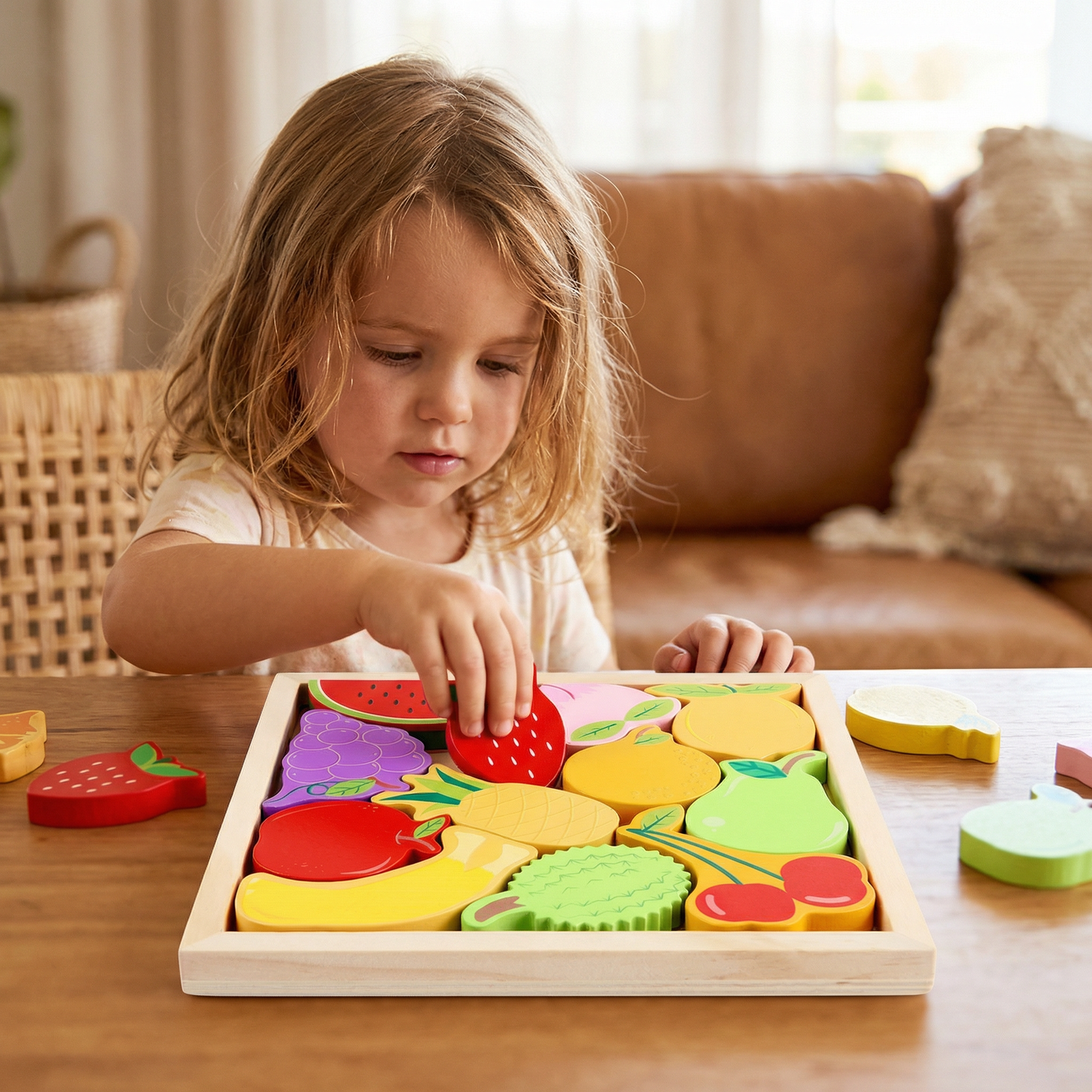 Wooden Learning Puzzle for Kids – Shape & Color Matching, Fine Motor Skills Toy