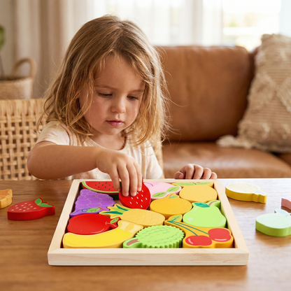 Wooden Learning Puzzle for Kids – Shape & Color Matching, Fine Motor Skills Toy