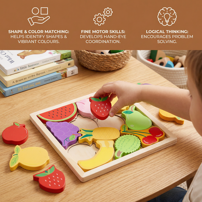 Wooden Learning Puzzle for Kids – Shape & Color Matching, Fine Motor Skills Toy