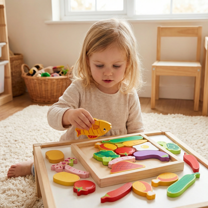 Wooden Learning Puzzle for Kids – Shape & Color Matching, Fine Motor Skills Toy