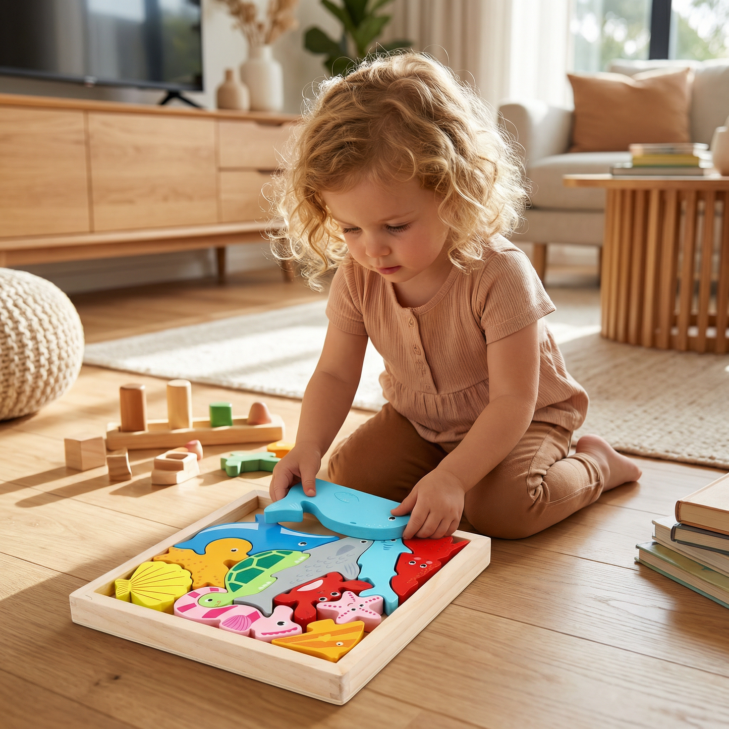 Wooden Learning Puzzle for Kids – Shape & Color Matching, Fine Motor Skills Toy