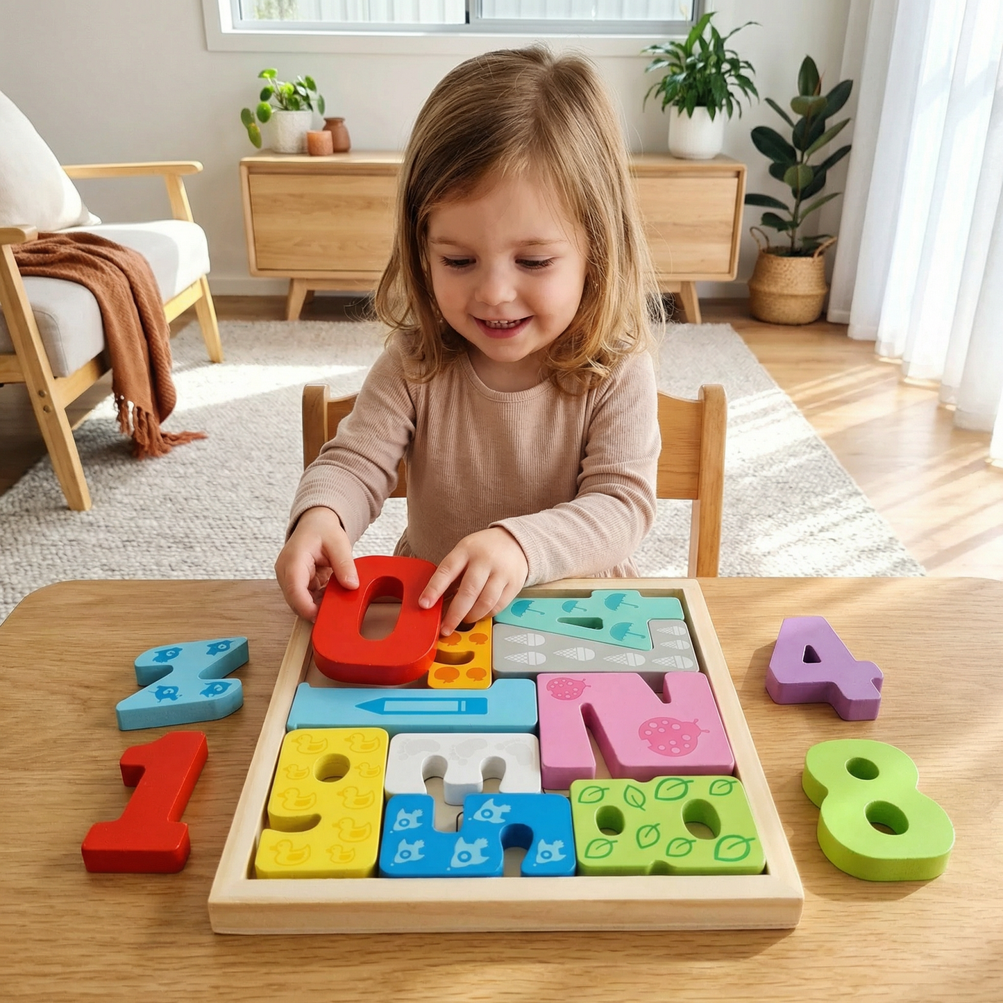 Wooden Learning Puzzle for Kids – Shape & Color Matching, Fine Motor Skills Toy