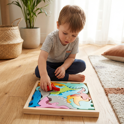 Wooden Learning Puzzle for Kids – Shape & Color Matching, Fine Motor Skills Toy