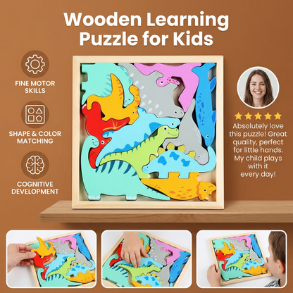 Wooden Learning Puzzle for Kids – Shape & Color Matching, Fine Motor Skills Toy