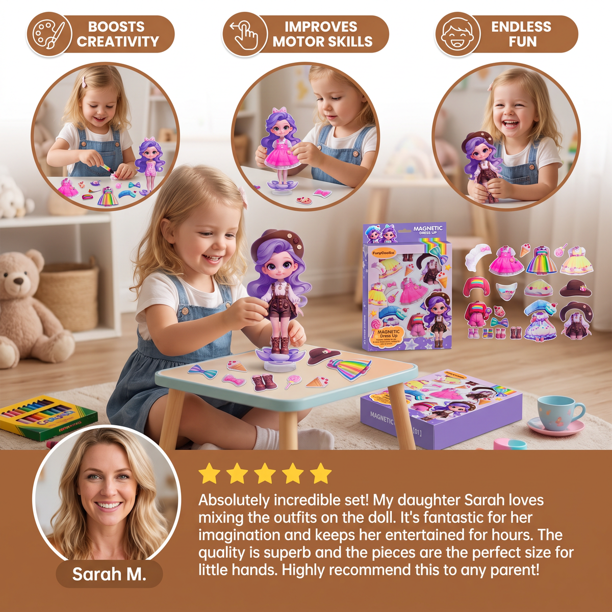 Magnetic Dress-Up Doll Set with Interchangeable Outfits