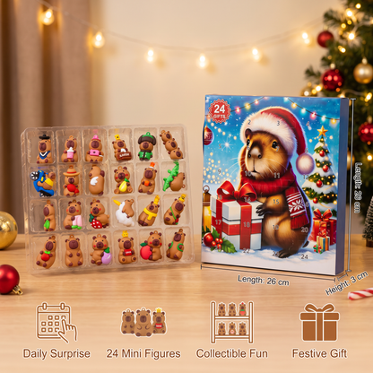 24-Day Capybara Christmas Advent Calendar - 24 Cute Mini Figures