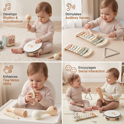 Montessori Wooden Musical Instruments Set for Babies – Sensory Learning Toy