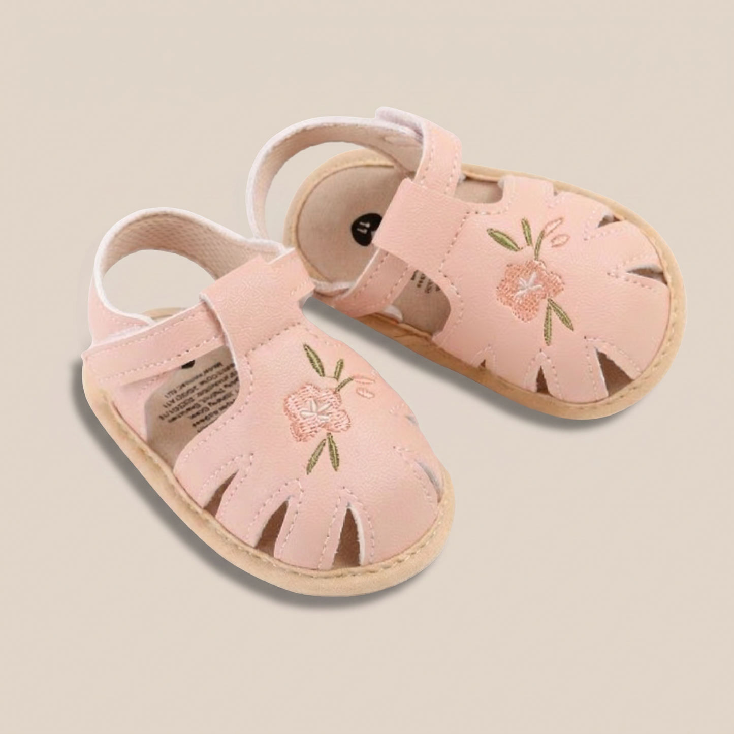 Caged Embroidered Flower Sandals