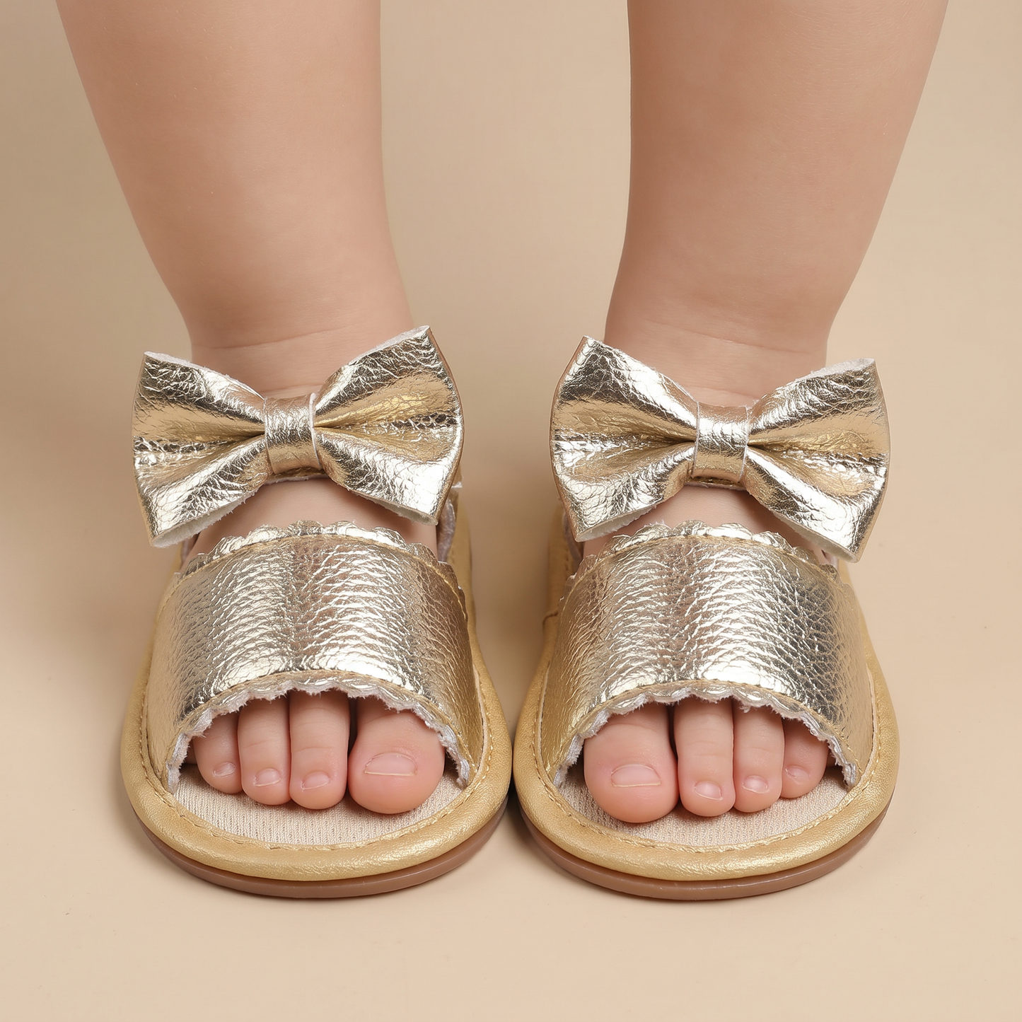 Peep-Toe Bow Slingback Sandals