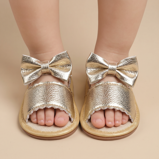 Peep-Toe Bow Slingback Sandals