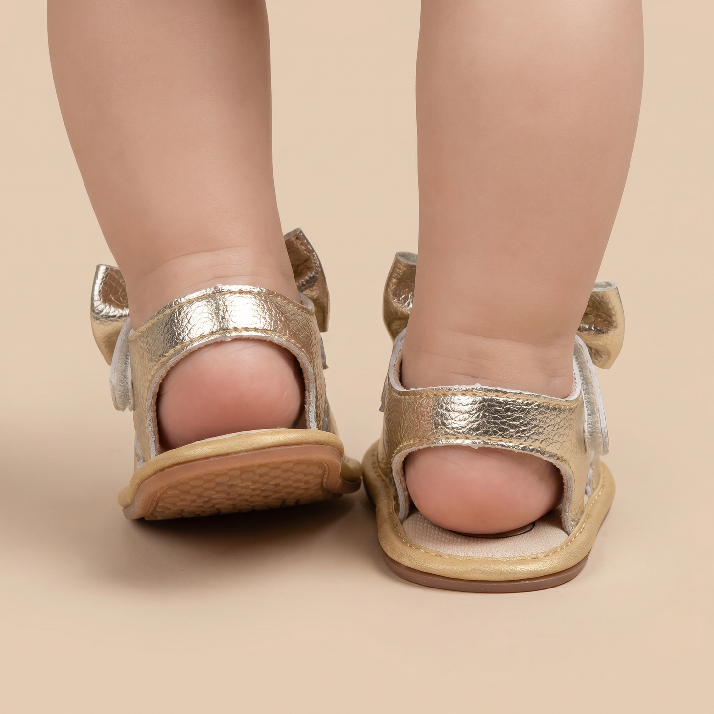 Peep-Toe Bow Slingback Sandals