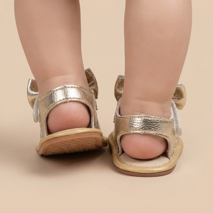 Peep-Toe Bow Slingback Sandals
