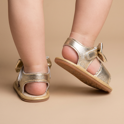 Peep-Toe Bow Slingback Sandals