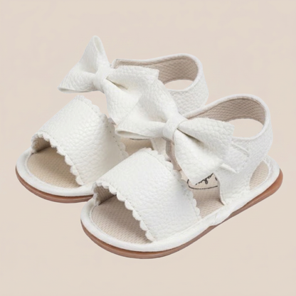 Peep-Toe Bow Slingback Sandals