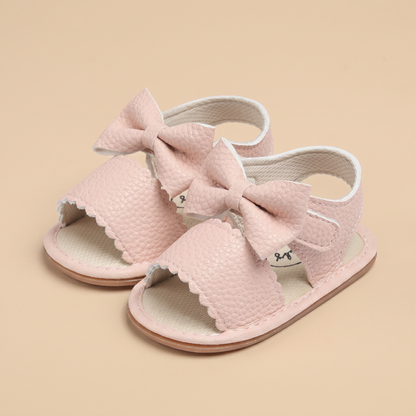 Peep-Toe Bow Slingback Sandals