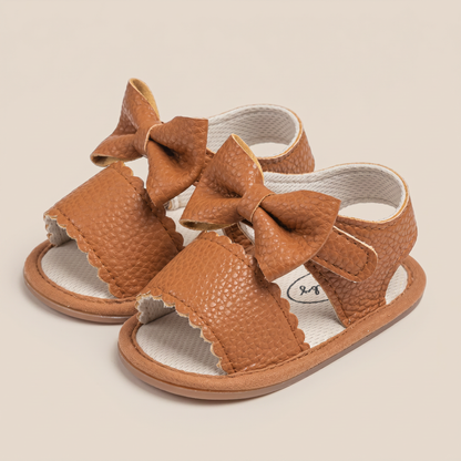 Peep-Toe Bow Slingback Sandals
