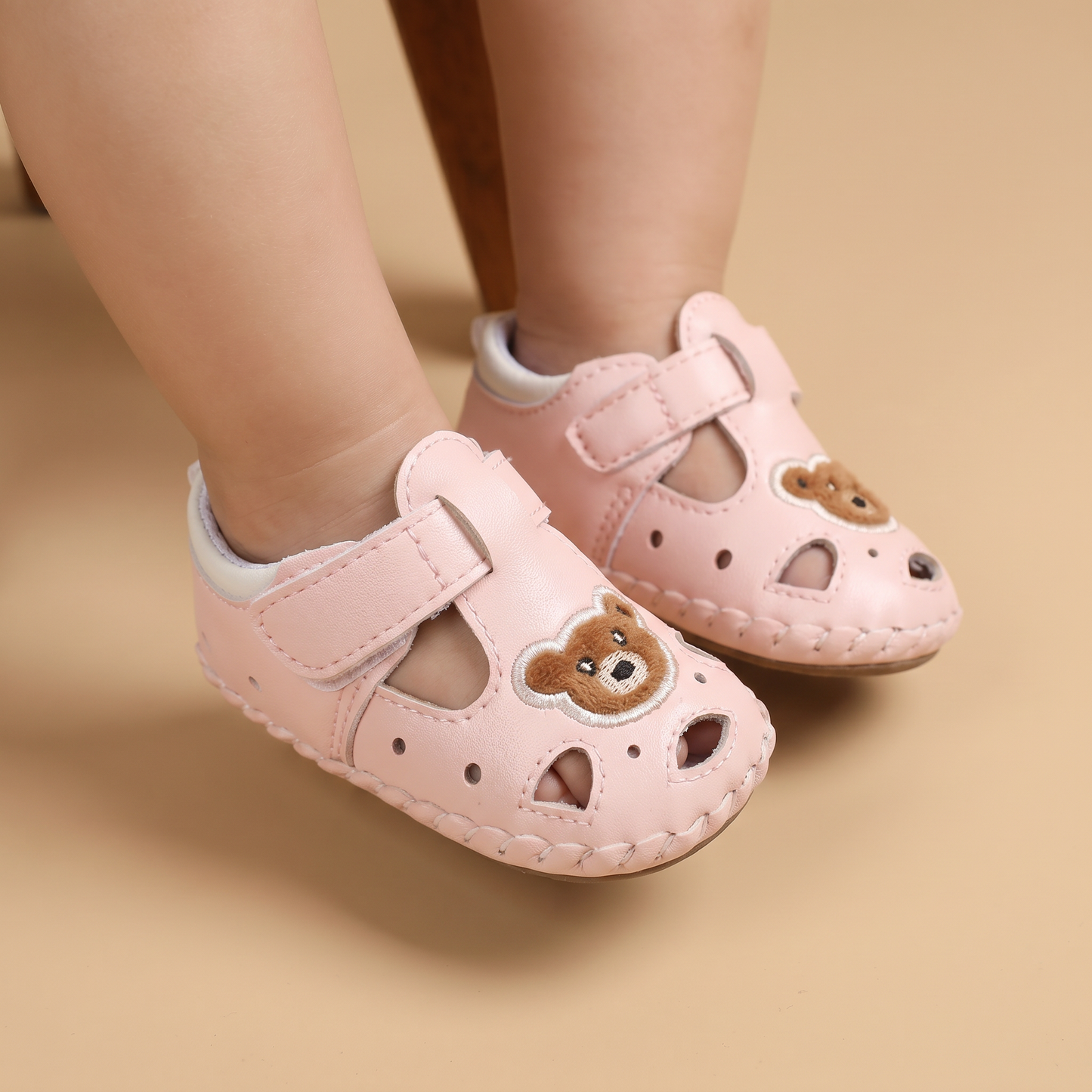 Teddy Bear Cutout Closed-Toe Sandals