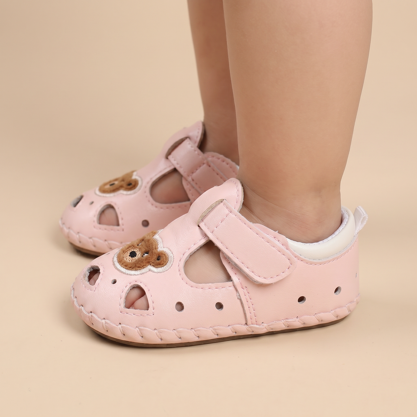 Teddy Bear Cutout Closed-Toe Sandals