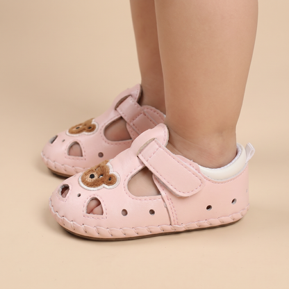 Teddy Bear Cutout Closed-Toe Sandals