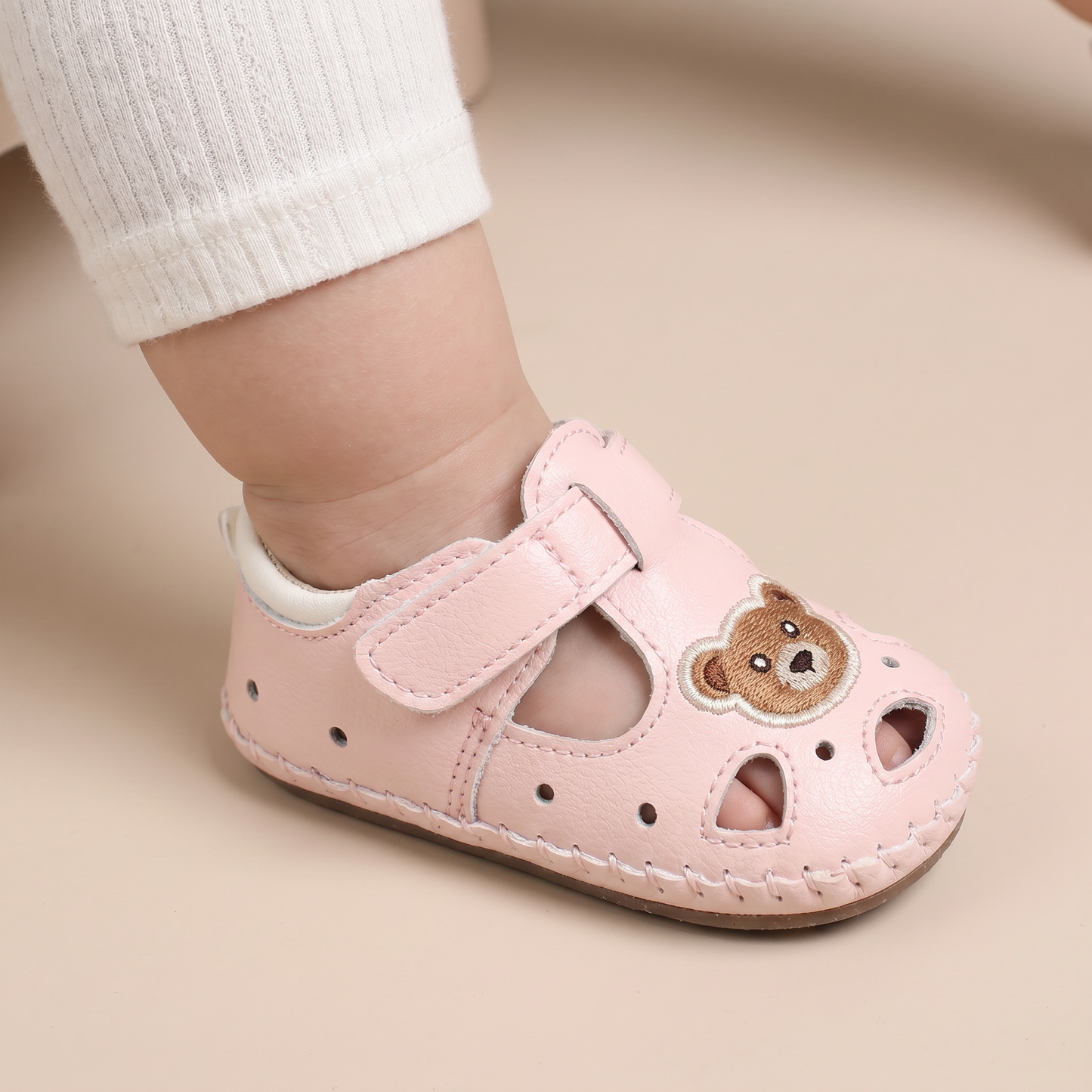 Teddy Bear Cutout Closed-Toe Sandals