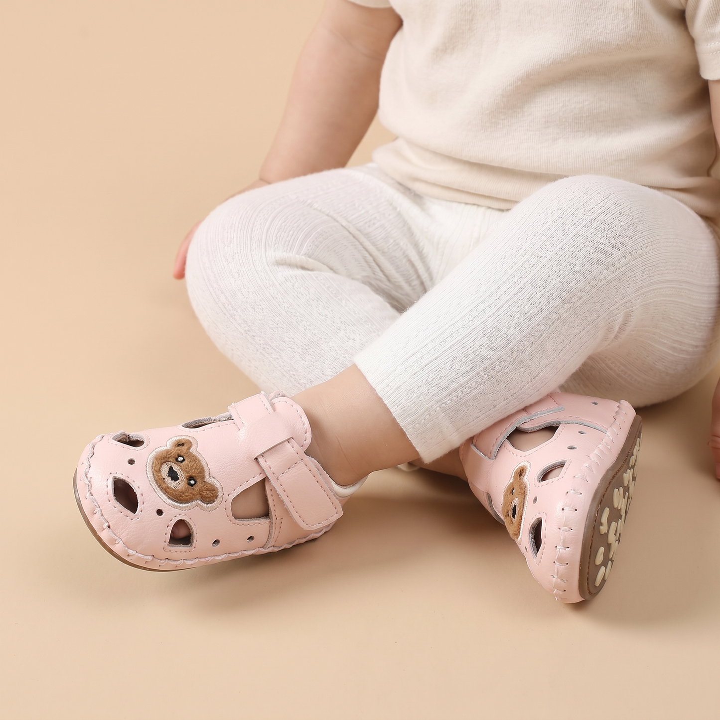 Teddy Bear Cutout Closed-Toe Sandals