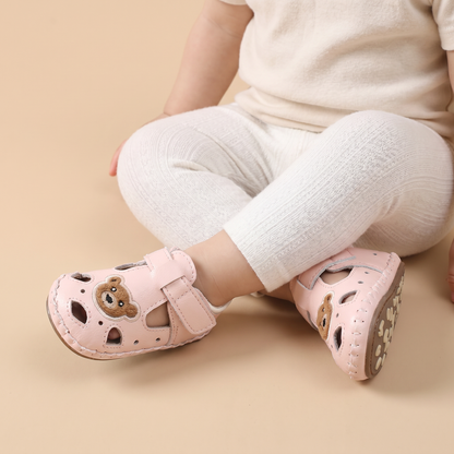 Teddy Bear Cutout Closed-Toe Sandals