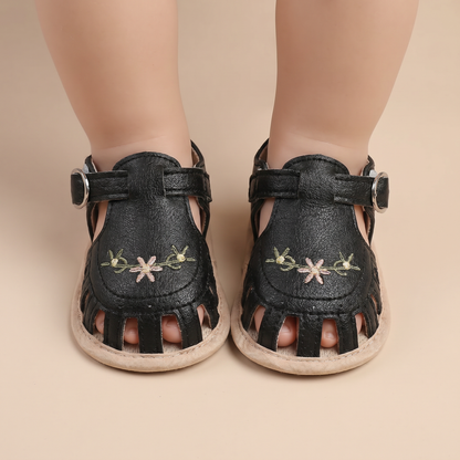Fringe Embroidered Caged Sandals