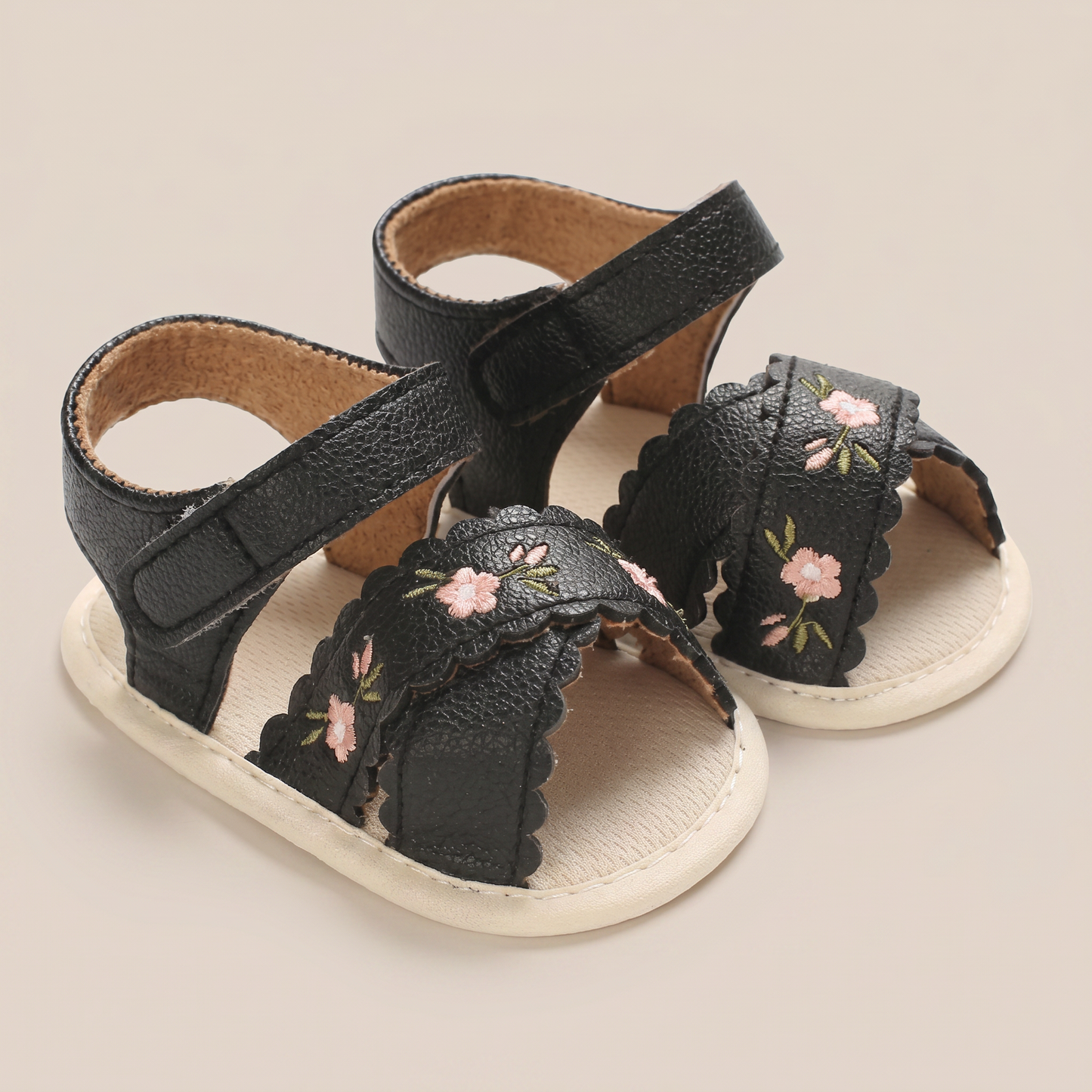 Scallop Edge Floral Sandals