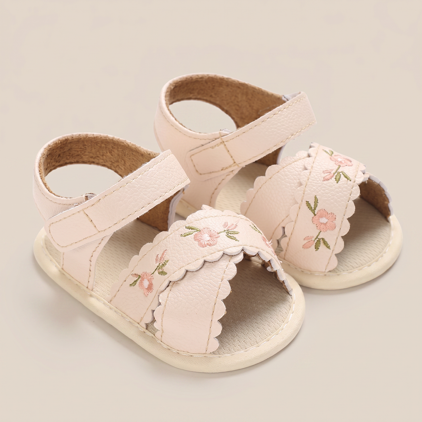 Scallop Edge Floral Sandals