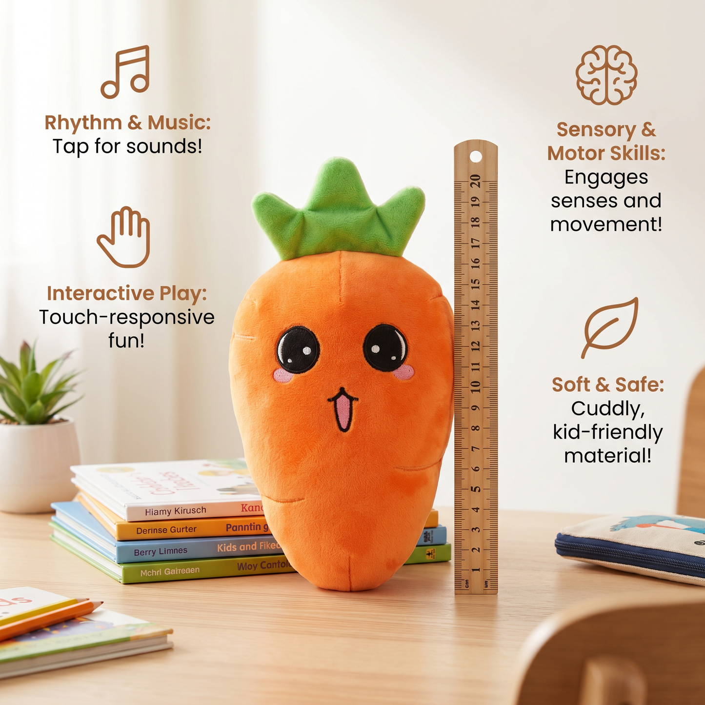 Interactive Fruit Plush Toy for Kids – Sensory Rhythm & Music Toy